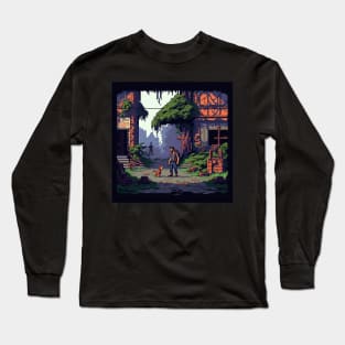 The Last of Us Pedro Pascal Joel Pixel art inspired design Long Sleeve T-Shirt